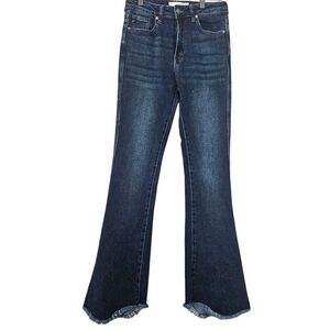 Kancan Dark Wash Bell Bottom Frayed Hem Highwaist  Jeans Size 5/26